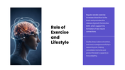 Neuroplasticity presentation showing brain rewiring, learning, memory, recovery, exercise, and mental health. - slide 7