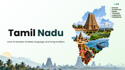 Tamil Nadu powerpoint presentation featuring temples, culture, traditions, economy, tourism, industry, and growth. - slide 1