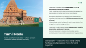 Tamil Nadu powerpoint presentation featuring temples, culture, traditions, economy, tourism, industry, and growth. - slide 2