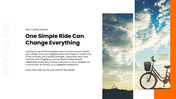 National Bike Month presentation promoting cycling, road safety, fitness, sustainability, and active travel. - slide 2