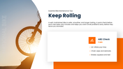 National Bike Month presentation promoting cycling, road safety, fitness, sustainability, and active travel. - slide 6