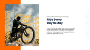 National Bike Month presentation promoting cycling, road safety, fitness, sustainability, and active travel. - slide 9