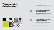 Employee performance review covering goals, productivity, teamwork, communication, strengths, and development. - slide 8