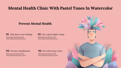 Slide deck for mental health-related infographics, including icons, illustrations, and statistics across multiple designs.
