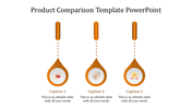 Comparison template with three vertical orange drops displaying icons and captions for product features.