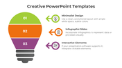 Creative infographic featuring a segmented lightbulb in green, orange, and purple with arrows leading to three placeholders.