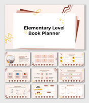Elementary Level Book Planner with a pastel theme, weekly book lists, daily planner, and interactive reading activities.