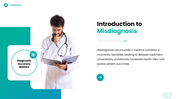 Misdiagnosis presentation with worried doctor, medical scan, diagnostic errors, causes, prevention, and patient safety. - slide 2