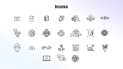Large Language Models presentation with AI brain, LLM icon, chatbot, coding, translation, and workflow slides. - slide 11