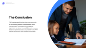 PBIS presentation with teacher and student, behavior support, three-tier framework, and positive reinforcement slides. - slide 10
