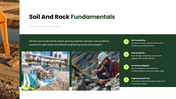 Geotechnical Engineering covering soil testing, foundations, bearing capacity, slopes, and retaining structures. - slide 3