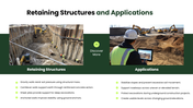 Geotechnical Engineering covering soil testing, foundations, bearing capacity, slopes, and retaining structures. - slide 9