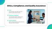 Good Clinical Practice covering trial protocols, informed consent, safety, ethics, compliance, and data management. - slide 9