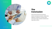 Good Clinical Practice covering trial protocols, informed consent, safety, ethics, compliance, and data management. - slide 10