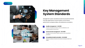 Integrated Management System with quality, environmental, safety icons, planning, audits, documentation and improvement. - slide 3