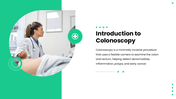 Colonoscopy slide showing a colonoscope, patient preparation, bowel prep, procedure steps, findings - slide 2