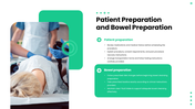 Colonoscopy slide showing a colonoscope, patient preparation, bowel prep, procedure steps, findings - slide 4