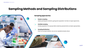 Biostatistics presentation showing a microscope, biological data, statistics, sampling, hypothesis testing and research. - slide 6