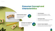 Prosumer overview showing solar energy production, consumption, sharing, digital markets, benefits and challenges. - slide 3
