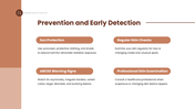 Melanoma overview showing a skin lesion, causes, risk factors, types, symptoms, diagnosis, treatment and prevention. - slide 8