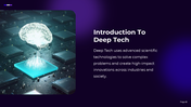 Deep Tech presentation showing robotics, AI, quantum computing, nanotechnology, advanced materials and future innovation. - slide 2