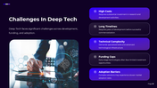 Deep Tech presentation showing robotics, AI, quantum computing, nanotechnology, advanced materials and future innovation. - slide 8