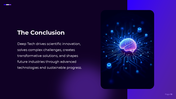 Deep Tech presentation showing robotics, AI, quantum computing, nanotechnology, advanced materials and future innovation. - slide 10