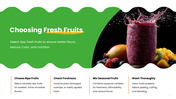 The Smoothie Preparation With Fruits presentation with fruit selection, cutting, blending, flavors, and serving tips. - slide 3