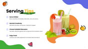 The Smoothie Preparation With Fruits presentation with fruit selection, cutting, blending, flavors, and serving tips. - slide 9