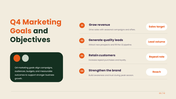 Q4 Marketing Planning outlines objectives, audience targeting, campaigns, budgets, resources, and performance tracking. - slide 3