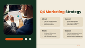Q4 Marketing Planning outlines objectives, audience targeting, campaigns, budgets, resources, and performance tracking. - slide 5
