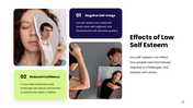 The Self Esteem presentation is covering self-acceptance, confidence, self-worth - slide 8