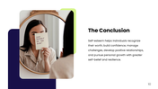 The Self Esteem presentation is covering self-acceptance, confidence, self-worth - slide 10