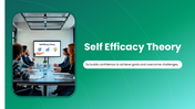 The Self Efficacy Theory presentation showing confidence, motivation, persistence, goal setting - slide 1