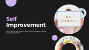 The Self Improvement presentation showing self-awareness, positive habits, goal setting, motivation, and personal growth. - slide 1