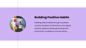 The Self Improvement presentation showing self-awareness, positive habits, goal setting, motivation, and personal growth. - slide 8