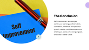 The Self Improvement presentation showing self-awareness, positive habits, goal setting, motivation, and personal growth. - slide 10