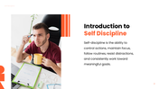 The Self Discipline presentation covering goal setting, time management, responsibility, habits, and commitment. - slide 2