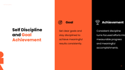 The Self Discipline presentation covering goal setting, time management, responsibility, habits, and commitment. - slide 4