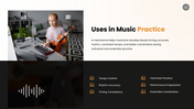 The Metronome presentation showing a mechanical metronome, tempo, rhythm, parts, uses, and music practice. - slide 7