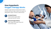 Hyperbaric Oxygen Therapy shows a pressurized chamber delivering concentrated oxygen for healing and recovery. - slide 3