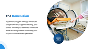 Hyperbaric Oxygen Therapy shows a pressurized chamber delivering concentrated oxygen for healing and recovery. - slide 10