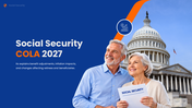 Social Security COLA 2027 PPT shows retirees, Capitol building, benefit changes, inflation - slide 1