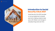 Social Security COLA 2027 PPT shows retirees, Capitol building, benefit changes, inflation - slide 2