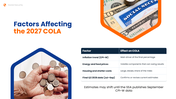 Social Security COLA 2027 PPT shows retirees, Capitol building, benefit changes, inflation - slide 9