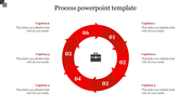 Circular red arrow diagram with six segments around a central briefcase icon, surrounded by captions on both sides.