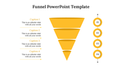 Yellow funnel diagram with four levels, labeled captions on the left, and numbered circles on the right.