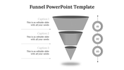 Gray funnel design, divided into three parts, paired with text labels and a vertical sequence of numbers.