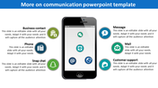 Infographic slides showing various communication icons surrounding a smartphone with placeholder text.