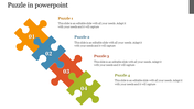 Puzzle themed slide with four colorful interlocking pieces arranged diagonally, each labeled with a number and description.